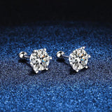 Outstanding D Color VVS1 0.5-2ct Moissanite Diamonds Screw Stud 6 Prong  Silver Wedding Fine Jewellery for Women