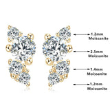 Attractive D Colour VVS1 Bling Cluster Round Cut Moissanite Diamonds Delicate Charm Stud Earrings For Women - The Jewellery Supermarket
