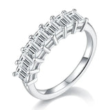 Emerald Cut VVS1 2.1ct Total D color Moissanite Diamonds Half Eternity Rings -  Engagement Wedding Jewellery Rings - The Jewellery Supermarket