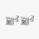 Attractive Princess Cut D Colour 2CT Moissanite Diamonds Stud Earrings For Women - Silver Fine Jewellery - The Jewellery Supermarket