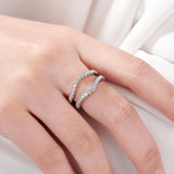 Exquisite Moissanite Diamonds Enhancer Eternity Rings - Women Engagement Wedding Guard Band Silver Jewellery - The Jewellery Supermarket