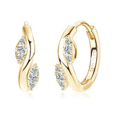 Splendid 14KGP D Colour VVS1 Moissanite Diamonds Leaf-shape Hoop Silver Earrings For Women Fine Jewellery