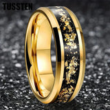 New Arrival 6/8MM Comfortable Fit Tungsten Wedding Rings with Inlaid Gold Foil for Men and Women - The Jewellery Supermarket
