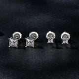 Dazzling Square 14KGP D Colour VVS1 Moissanite Diamonds 4 Prongs Stud Earrings Shining Silver Fine Jewellery - The Jewellery Supermarket