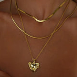 New In Fashion 14K Gold Colour Heart-Shaped Trendy Multi-Layer Fashion Necklaces For Women and Girls