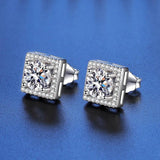 D Colour VVS1 0.5/1 Carat Moissanite Diamonds Square Earrings Fashion Trend Design Sense High-End Jewellery