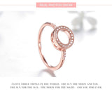 925 Sterling Silver Circle Heart Ring Shining Fashion AAAA Simulated Diamonds Rose Gold Jewellery For Women - The Jewellery Supermarket
