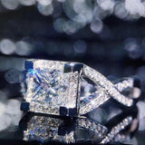 New Fancy Cross Square AAA+ CZ Wedding Ring - Gorgeous Engagement Anniversary Statement Jewellery - The Jewellery Supermarket