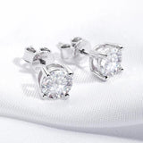 Superb Platinum Plated 0.1-3CT Moissanite Diamonds Stud Earrings - Silver Bride Wedding Diamond Fine Jewellery - The Jewellery Supermarket