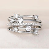 New Multi-layer Cross Finger Ring with Sparkling AAA+ Cubic Zirconia Ring - Modern Fashion Female Jewellery - The Jewellery Supermarket