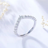 Fashion Stacking Sterling Silver V Curved Half Eternity Moissanite Diamonds Wedding Engagement Rings For Women - The Jewellery Supermarket