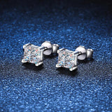 Brilliant Princess Cut 1 CT D Colour VVS1 Moissanite Diamonds Stud Earrings For Women Sterling Silver Fine Jewellery - The Jewellery Supermarket