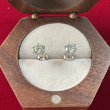 Sparkling 0.5CTx2PCS GRA Light Green Moissanite Diamonds Stud Earrings for Women Men Fine Silver Jewellery Gift