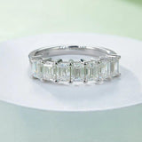 Emerald Cut VVS1 2.1ct Total D color Moissanite Diamonds Half Eternity Rings -  Engagement Wedding Jewellery Rings - The Jewellery Supermarket
