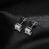 Superb D Colour VVS1 Princess Cut Square Moissanite Diamonds Earrings for Women/Men - Sterling Silver Fine Jewellery - The Jewellery Supermarket