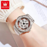 New 360° Rotate Dial Fashion Flash Diamond Snowflake - Leather Strap Waterproof  Wrist Watche for Ladies - The Jewellery Supermarket