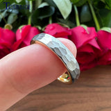 New Domed Brushed Two Colors 4/6/8mm Cool Hammer Tungsten Mens Womens Wedding Rings - Unique Jewellery For Couples