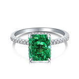 Adorable New Fashion Lab Created Green Rectangle Gemstone Big Rings - Engagement Rings for Women