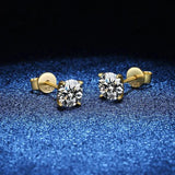 Excellent VVS1 Round Cut 18KGP Moissanite Diamonds Stud Earrings S925 Sterling Silver Ear Studs Fine Jewellery - The Jewellery Supermarket