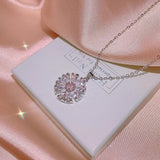 2022 NEW S925 Sterling Silver Wedding Jewelry Sets Vintage Sunflower Topaz Pink Quartz Necklace Ring Earrings Gift for Women - The Jewellery Supermarket