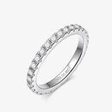 Delicate Sparkling Moissanite Diamonds Eternity Rings For Women - Silver Wedding Engagement Fine Jewellery 