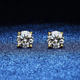 Sparkling 18KGP 4 Prong 0.2-2CT D Colour VVS1 Moissanite Diamonds Stud Earrings For Women Silver Fine Jewellery