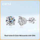 Stunning GRA Certified 2CT D Colour Moissanite Diamonds Stud Earrings For Women S925 Silver Earrings Fine Jewellery - The Jewellery Supermarket