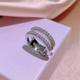 Adorable D Color VVS1 Vintage Double Row Moissanite Diamonds Eternity  Rings For Women - Silver Fine Jewellery