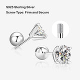 New Sparkling 1CT 6.5mm Moissanite Diamonds Screw Back Earrings for Women/Men - Sterling Silver Fine Jewellery - The Jewellery Supermarket