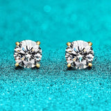 Excellent VVS1 Round Cut 18KGP Moissanite Diamonds Stud Earrings S925 Sterling Silver Ear Studs Fine Jewellery