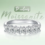 Splendid D Colour Princess Cut Full Moissanite Diamonds Row Eternity Engagement Wedding Rings Luxury Fine Jewellery - The Jewellery Supermarket