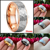 New Trendy Stepped Brushed Finish 6MM 8MM Multicolors Hammer Tungsten Comfort Fit Wedding Rings For Men and Women