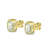 Admirable Pt950 Plate D Colour 1 Carat Emerald Cut Moissanite Diamonds Stud Earrings - Silver Fine Jewellery