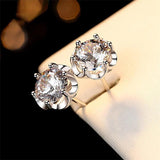Flower Design 0.6ct Moissanite Diamonds Six Claws Stud Earrings - Sterling Silver Fashion Women's Fine Jewellery - The Jewellery Supermarket