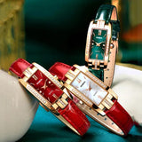 New Arrival Luxury Rectangular Compact Dial with CZ Diamonds - High Quality Thin Belt Quartz Ladies Watches