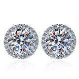Luxurious D Colour VVS1 1 Carat Moissanite Diamonds Round Earrings - Engagement Wedding Daily Work Party Silver Gifts