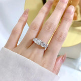 Luxury 5-stone D Color Round Moissanite Diamonds Ring Wedding Engagement Eternity Rings for Women Fine Jewellery - The Jewellery Supermarket