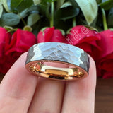 Two Colors Handmade Hammered Brushed Unique Tungsten Wedding Engagement Daily Use Rings for Men Women