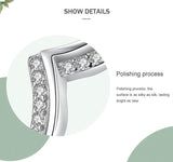 *NEW* Stylish Simple V Shape Sterling Silver AAAA High Quality Simulated Diamond Ring - The Jewellery Supermarket