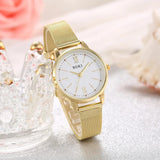 New Fashion Women Gold Colour Luxury Casual Quartz Watches -  Metal Mesh Stainless Steel Ladies Wrist Watches