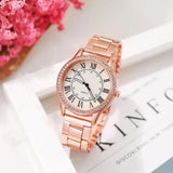 New Arrival Luxury Casual  Retro Roman Rhinestone Luminous Quartz Steel Strap Wrist Watches for Women