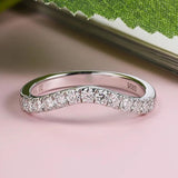Adorable D Color 0.39ct Curved Half Eternity Moissanite Diamonds Rings, Wedding Engagement Silver Rings