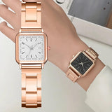 New Fashion Luxury Square Quartz Bracelet Ladies Dress Rose Gold Colour Wristwatches - Ideal Presents