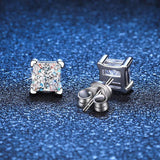 Brilliant Princess Cut 1 CT D Colour VVS1 Moissanite Diamonds Stud Earrings For Women Sterling Silver Fine Jewellery - The Jewellery Supermarket