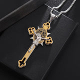 Exquisite Men's Ladies Cross Stainless Steel Pendant Necklace Gothic Religious Cross Amulet Jewellery