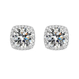 Amazing 0.5/1/2CT D Colour Moissanite - S925 Silver Classic Square Wrap Ear Stud Earrings For Women Fine Jewellery
