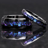 New 4/8mm Colorful Nebula Outer Space Black Tungsten Wedding Engagement Rings Set For Him And Her - The Jewellery Supermarket