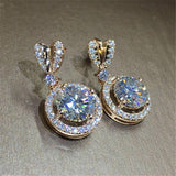 Adorable Solid 18K GP Jewelry 2 Carat Simulated Diamond Earrings