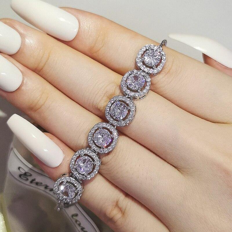 Anniversary AAA+ Zirconia Diamonds Luxury Round Adjustable Bracelet Bangle - The Jewellery Supermarket