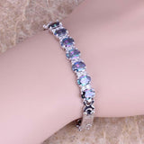 Appealing Rainbow AAA Cubic Zirconia Silver Plated Link Chain Bracelet 7 inch Factory Direct Prices by Jewellery Supermarket
